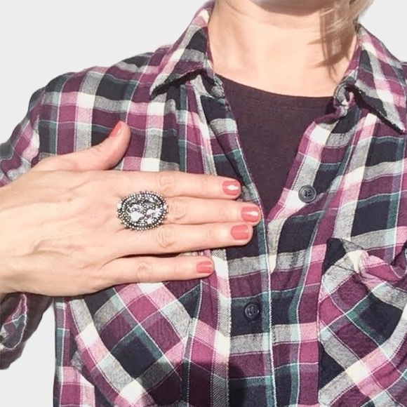 Anthropologie Large Tibetan Silver Statement Ring - Picture 8 of 15